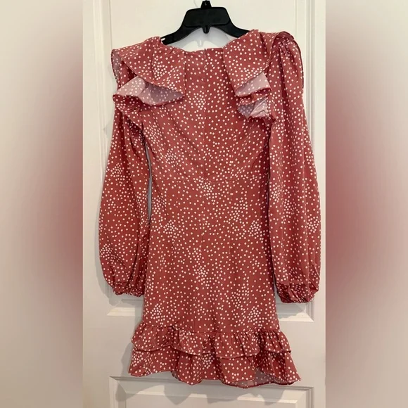 Boohoo Terracotta Polka Dot Dress - Picture 2 of 7